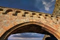 Arch above entrance in wall surrounding medieva German castle Royalty Free Stock Photo