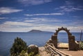 Arch above titicaca lake in peru Royalty Free Stock Photo