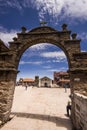 Arch above titicaca lake in peru Royalty Free Stock Photo