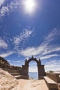 Arch above titicaca lake in peru Royalty Free Stock Photo