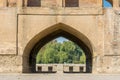 Arch of Allahverdi Khan Bridge, also named Si-o-seh pol bridge, across the Zayanderud river, in Isfahan, Iran, a famous historic