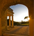 Arch in ancient castle at sunset inCenon, Bordeaux Royalty Free Stock Photo