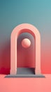 An arch with a ball in the middle of it. Generative AI image.