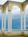 Arch, balustrade framings a sea Royalty Free Stock Photo