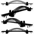 Arch Bridge Construction Structure Silhouette Vector. Illustration Isolated On White Background Royalty Free Stock Photo