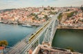 The arch Dom Luise bridge between the city of Porto and the city of Vila Nova de Gaia Royalty Free Stock Photo