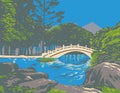 Arch Bridge Guanghua Pool National Chiang Kai-shek Memorial Hall Taiwan WPA Art Deco Poster