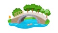 Arch Bridge Over River Nature Scenery Art, vector design Generative AI Royalty Free Stock Photo