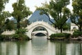 Arch bridge in park Royalty Free Stock Photo