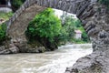 Arch bridge of queen Tamara across Adzhariszkhali river in Adjara Royalty Free Stock Photo