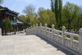 Arch bridge railing in chinese style garden architecture Royalty Free Stock Photo