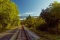 Arch bridge spanning a railroad in Cuyahoga Valley National Park Royalty Free Stock Photo