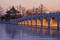 17 arch bridge sunset, China Royalty Free Stock Photo