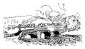 Arch Bridge, vintage illustration