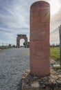 Column and Arch of Caparra, ancient roman city of Caparra in Extremadura, Spain