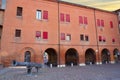 Arch of Castello Estense castle and Regina cannon Royalty Free Stock Photo