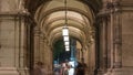 Arch with columns of Vienna Opera night timelapse. Royalty Free Stock Photo