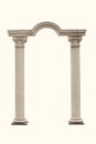 Arch of the columns on a white background Royalty Free Stock Photo