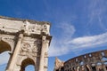 Arch of Constantine and colosseum (Rome Italy) Royalty Free Stock Photo