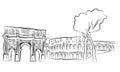 Arch of Constantine and Colosseum in Rome, Italy