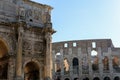 Arch of Constantine and Colosseum in Rome, Italy. Royalty Free Stock Photo