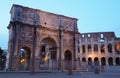 The Arch of Constantine and the Colosseum in Rome, Italy Royalty Free Stock Photo