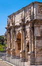 Arch of Constantine the Great emperor Arco di Costantino between Colosseum and Palatine Hill at Via Triumphalis in Rome in Italy Royalty Free Stock Photo