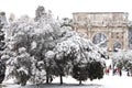 Arch of Constantine with snow, Rome