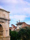 The Arch of Titus in Rome on the edge of the ancient Forum in Rome