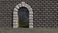 Arch cyclopean with brick wall