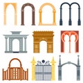 Arch design architecture construction frame classic, column structure gate door facade and gateway building ancient