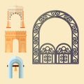 Arch design architecture construction frame classic, column structure gate door facade and gateway building ancient