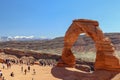 The Delicate Arch and the La Sal Mountain Range, Arches National Park, Moab, Utah, USA Royalty Free Stock Photo