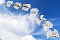 Arch of flying books with blue sky Royalty Free Stock Photo