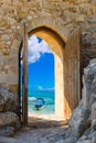 Arch in the fortress view of the Caribbean Sea Royalty Free Stock Photo