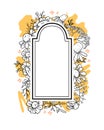 Arch frame with camomile flowers. Hand drawn sketch vector illustration Royalty Free Stock Photo