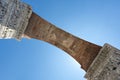 Arch of Galerius seen from below, famous historic landmark and monument with sculptural relief in early Byzantie art, city center