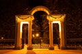 Arch With Gates And Illuminated In Park In Night In Winter In Kolomna, Moscow Region, Russia Royalty Free Stock Photo