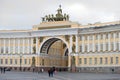 Arch of the General staff building closeup cloudy December day. Saint Petersburg Royalty Free Stock Photo