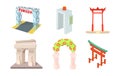 Arch icon set, cartoon style Royalty Free Stock Photo