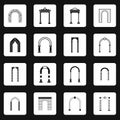 Arch icons set in simple style