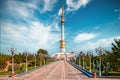 Arch of Independence in sunset. Ashkhabad. Turkmenistan Royalty Free Stock Photo