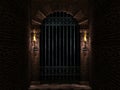 Arch and iron castle gate Royalty Free Stock Photo