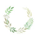 Arch Leaves Foliage Green Leaf Watercolor Wreath Nature Garland Wedding Royalty Free Stock Photo