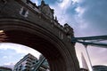 Arch of the majestic Tower Bridge in London in sunset light Royalty Free Stock Photo