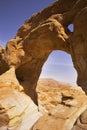 The arch from red sandstone in desert Royalty Free Stock Photo