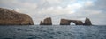 Arch Rock and Lighthouse of Anacapa Island of the Channel Islands National Park off the gold coast of California United States Royalty Free Stock Photo