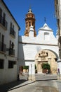 Arch and San Sebastian church tower, Antequera, Spain.