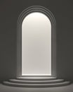 Arch shape door with light inside 3d rendering image