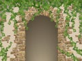 Arch of stones and hanging ivy